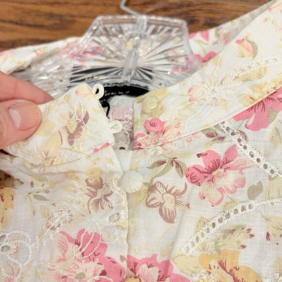 NWT Bardot Button Floral Eyelet Top Large Cottage Embroidered‎ Garden Victorian - Picture 8 of 12